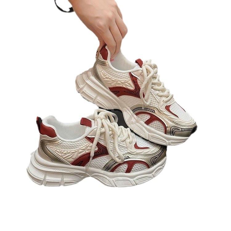 Platform dad shoes women's height increase versatile casual shoes 2024 autumn and winter new mesh breathable Korean version sports shoes
