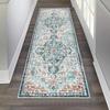 Farmhouse Vintage Runner Rug Brown Cream Medallion Floral Design Non Slip Mat For Hallway Kitchen Entryway Decor