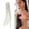 Long Crystal Fringe Earrings Slimming Design for Round Faces Sparkling Crystals for Parties Daily Wear Comfortable