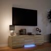 TV Stand with LED Lighting Sonoma Oak Finish 140 x 34 x 40 cm