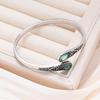 Inlaid Imitation Green Agate Retro Adjustable Opening Bracelet Alloy Couple Bracelet