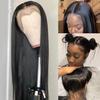 European American Women's Wig Long Straight Hair Front Lace 13* 4hd Chemical Fiber Full Headgear