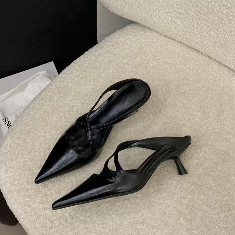 Fashion SUOJIALUN 2025 New Brand Women Slipper Fashion Pointed Toe Slip On Ladies Elegant Mules Shoes Thin Low Heel Outdoor Dress Pumps