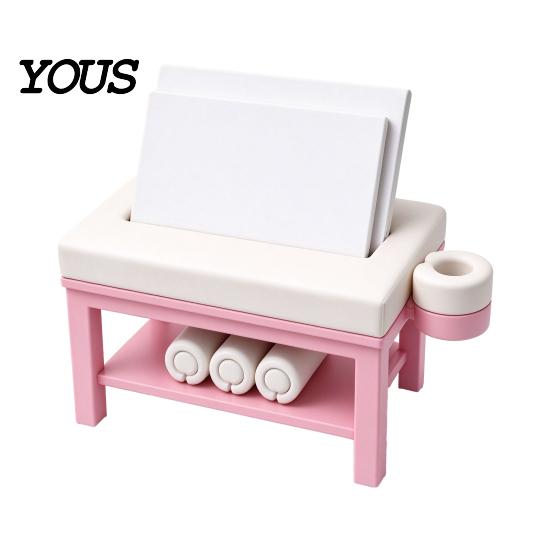 Miniature Spa Furniture Mini Massage Table Business Card Holder, Creative Organizer with U-shaped Headrest Therapy Room Decoration And Towel, Display