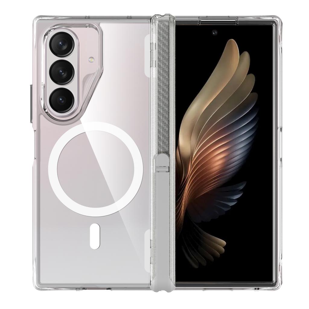 For Galaxy Z Fold8 Ultra MagSafe Clear Hinge Case Shock‑Pocket Anti‑Drop Kickstand PC Cover, No Tempered Glass