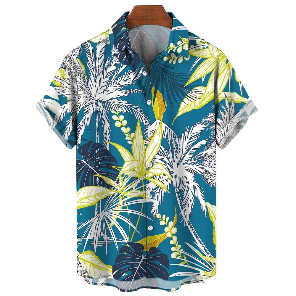 Hawaiian Shirts For Male Flower Pattern Men's Casual Short Sleeved Top Summer Oversized Streetwear Original Men Clothing