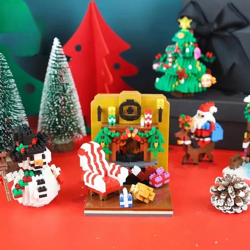 Santa Claus Miniature Small Particle Christmas Day Series Building Blocks Kids Toys Festival Gifts