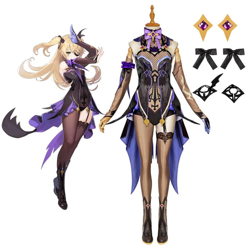 

Костюм Fischl Косплей Чоботи на замовлення Fischl Модне плаття для Хеллоуїна Косплей L-(Suit+Wig)