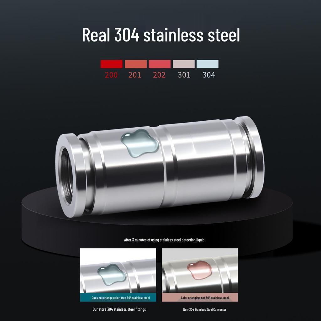 304 Stainless Steel PU L-Type Elbow Air Connector, Quick Connect PG Reducing, Sizes PV4-20.
