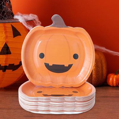 50 Pieces Halloween Paper Plates Tableware for Thanksgiving Party Favor Fall