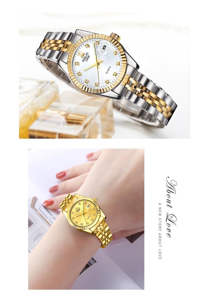 Reloj de Moda Clásico Versátil para Hombre con Correa de Acero, Movimiento No Mecánico, Función de Calendario y Diseño Unisex para Parejas.