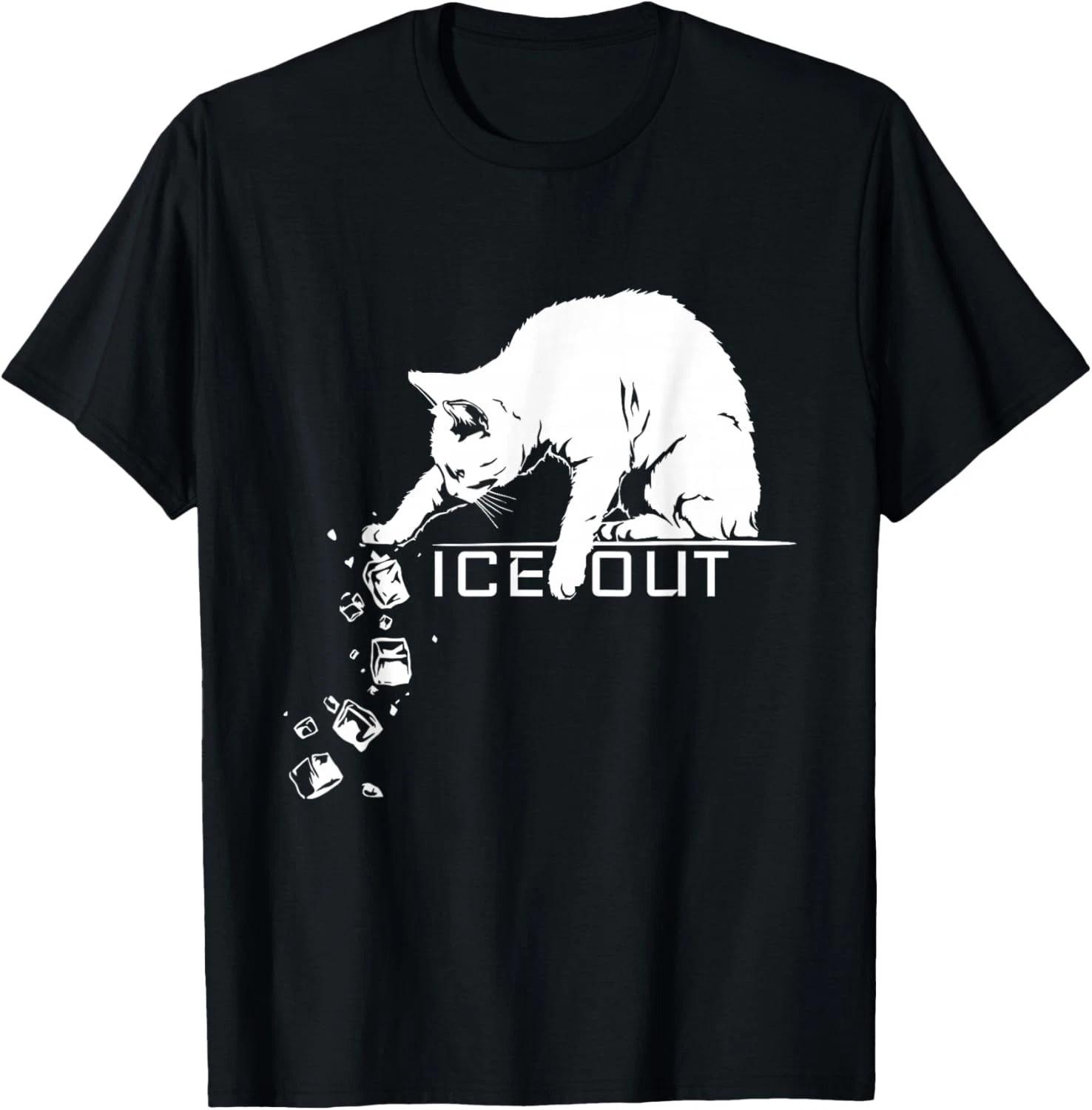 Funny Abolish ICE Out Cat Pushing Icecubes Meme Gift Unisex T-Shirt XL