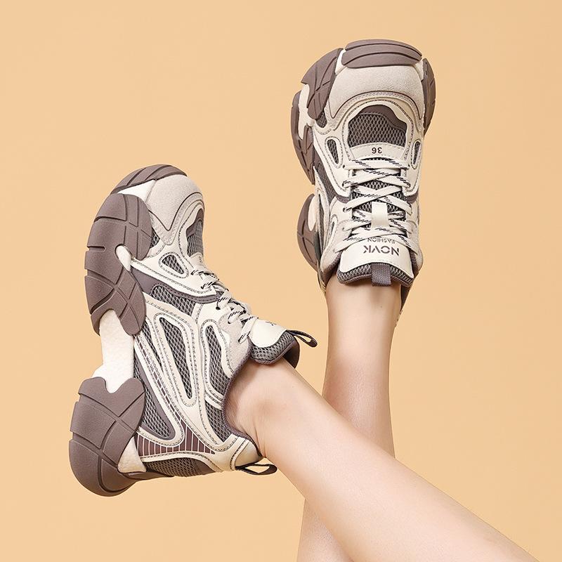 Dad shoes women's spring and autumn new fashion mesh casual shoes lightweight platform student sports shoes