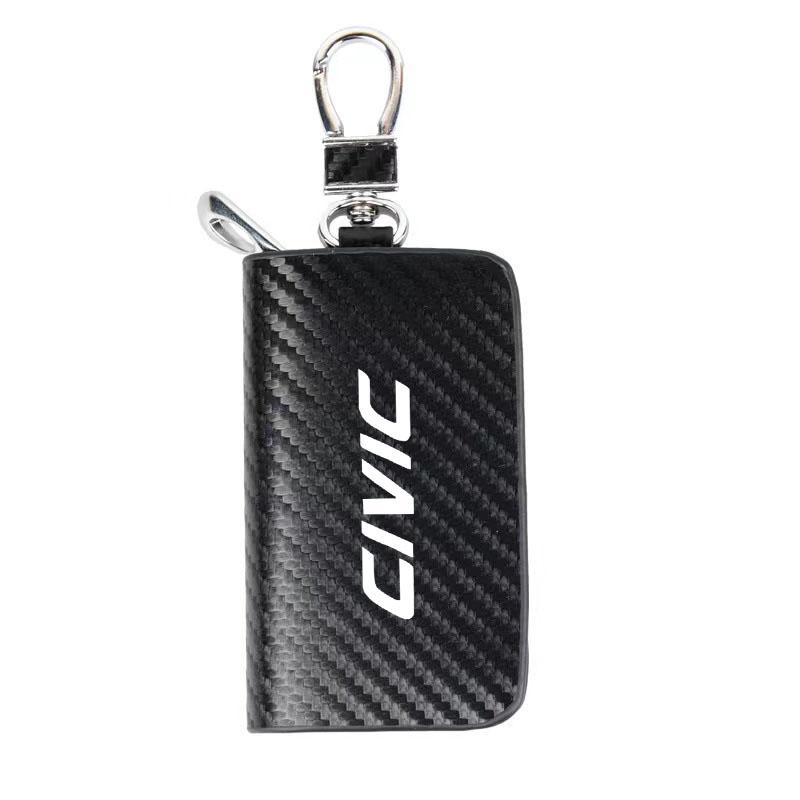 

for Honda civic 8th 10th gen 2017 2018 2019 2016 Carbon Filber Car Key Case Keys Full Cover Leather Protection Shell Bag чёрный