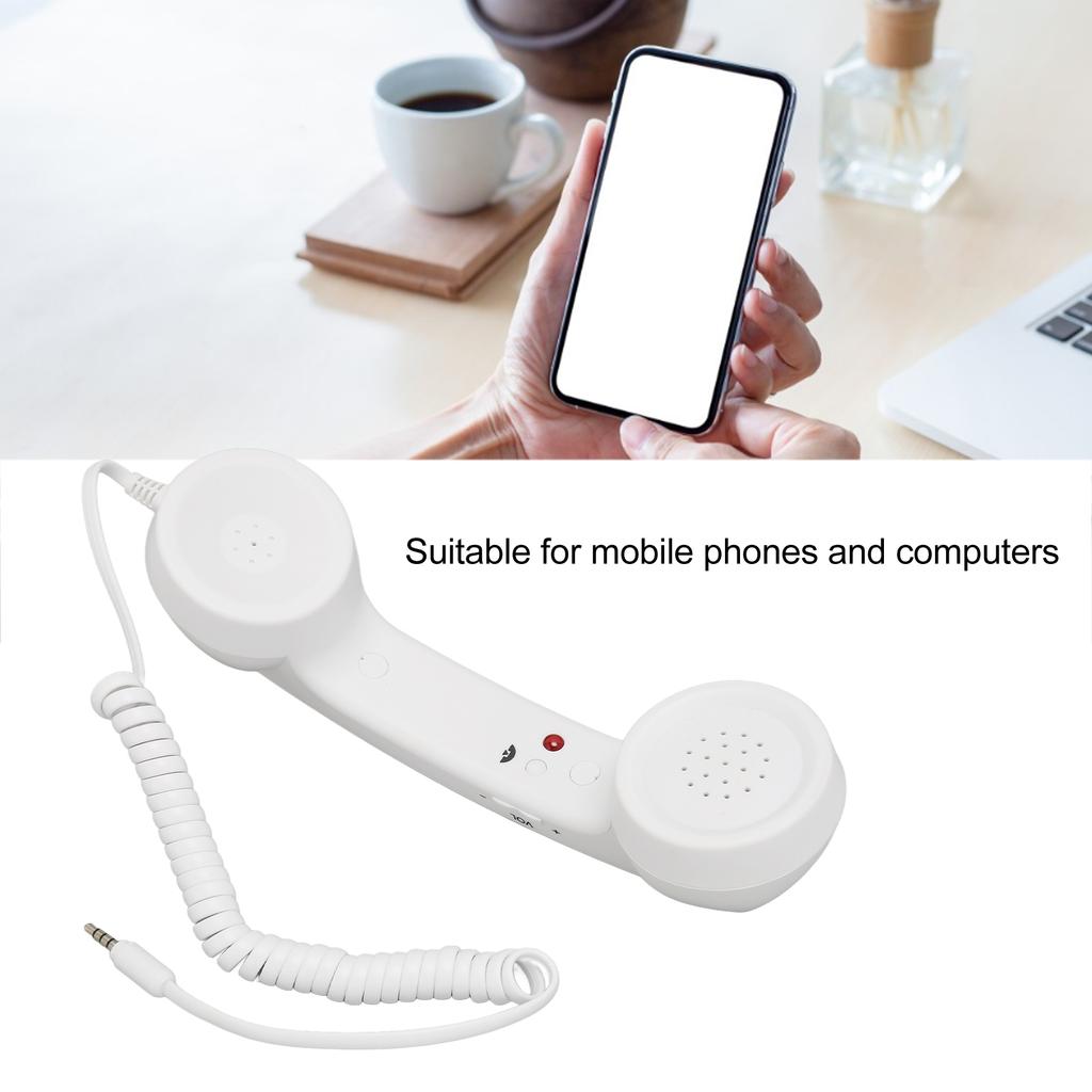 Handheld Phone Receiver Retro Radiation Proof Adjustable Volume Cell Phone Handset 3.5mm Plug Clear Sound for Smartphone