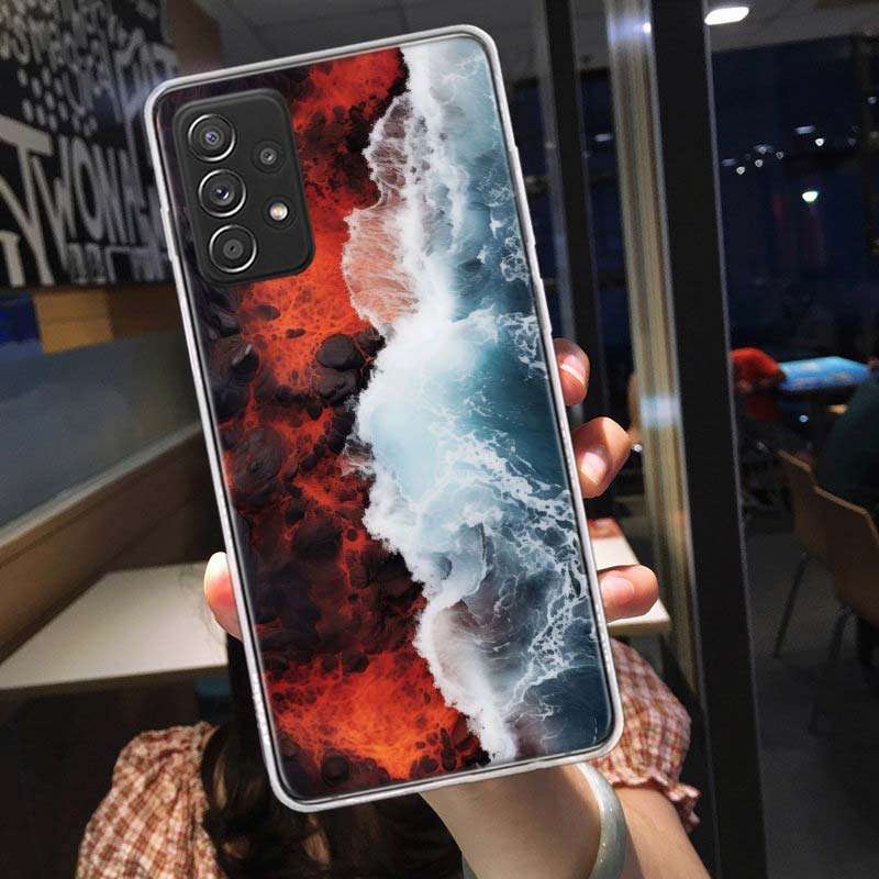 The Collision of Lava and Seawater Phone Case for Samsung A54 A57 A37 A17 A14 A15 A12 A24 A34 A55 A35 A25 A52S A07 A05S A04S A22
