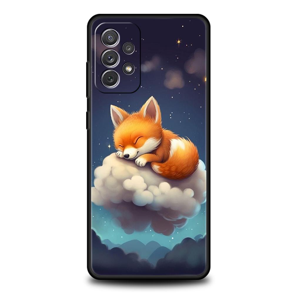 Cute Animal Fox Phone Case for Samsung Galaxy A73 A55 A53 A51 A35 A33 A32 A25 A23 A22 A15 A13 A17 A07 5G Soft TPU Shell Fundas