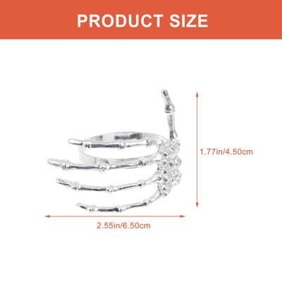 6 Pcs Bat Ghost Hand Napkin Buckle Retro Decor Rings Table Supplies Halloween Holders Silver Decorations