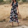 2023 Summer New Sexy Printed Bohemian Dress with Waistline Slimming Women's Clothing