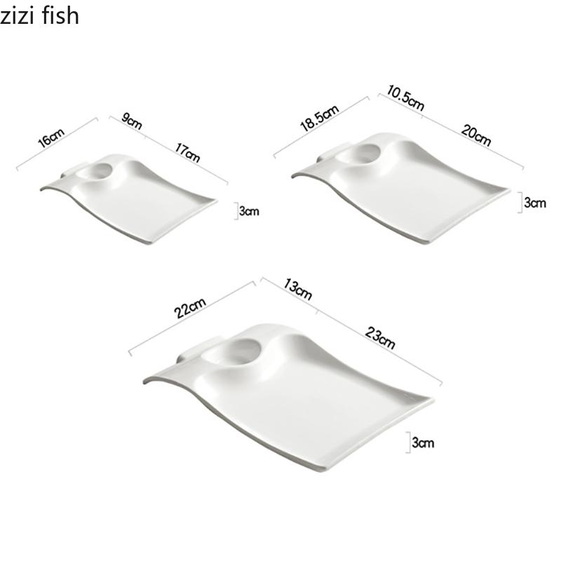 Irregular Rectangular Plate Ceramic Tableware Dumpling Plate Snack Dish Serving Plate Steak Dish Artistic Conception Tableware