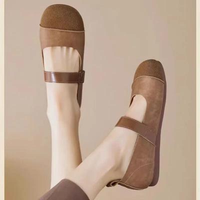 Mode Kunstleder Mary Jane Schuhe Frau Retro Schnalle Gürtel Ballerinas Damen Vintage Lässige Weiche Slipper