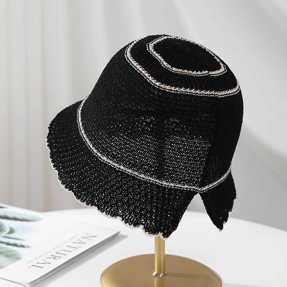Summer Hats For Women Bucket Hat Hollow Breathable Sunshade Round Top Sun Hat Female Simple Bob Cap New Casual