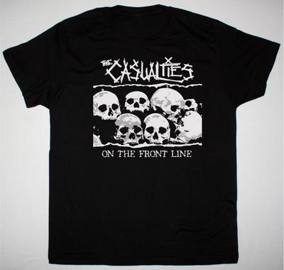 Vtg THE CASUALTIES ON THE FRONT LINE Cotton Black T Shirt Unisex All Size TT51 Unisex T-Shirt