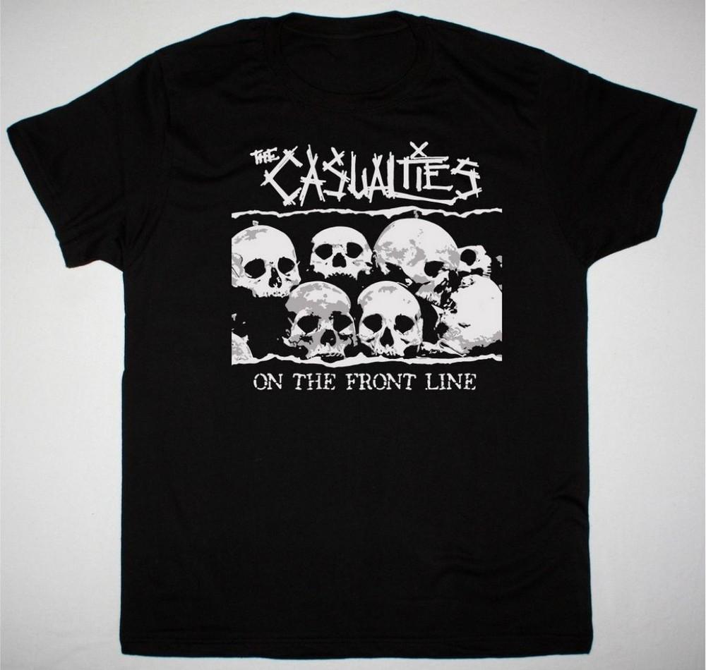 Vtg THE CASUALTIES ON THE FRONT LINE Cotton Black T Shirt Unisex All Size TT51 Unisex T-Shirt XXL