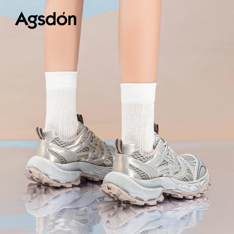 Augustine dad shoes women's 2025 new summer platform small casual shoes mesh white sports shoes