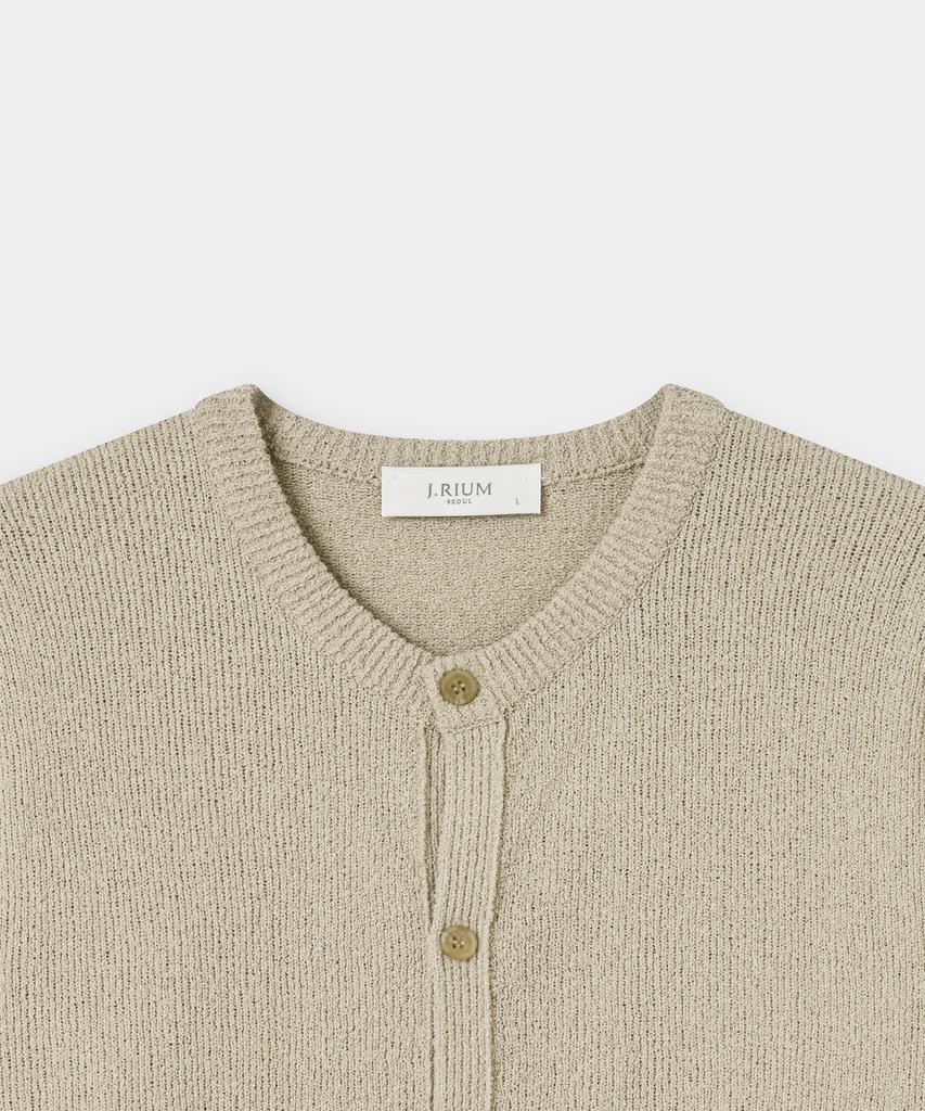Jeilium Varmon Summer Boucle Round Neck Cardigan Beige