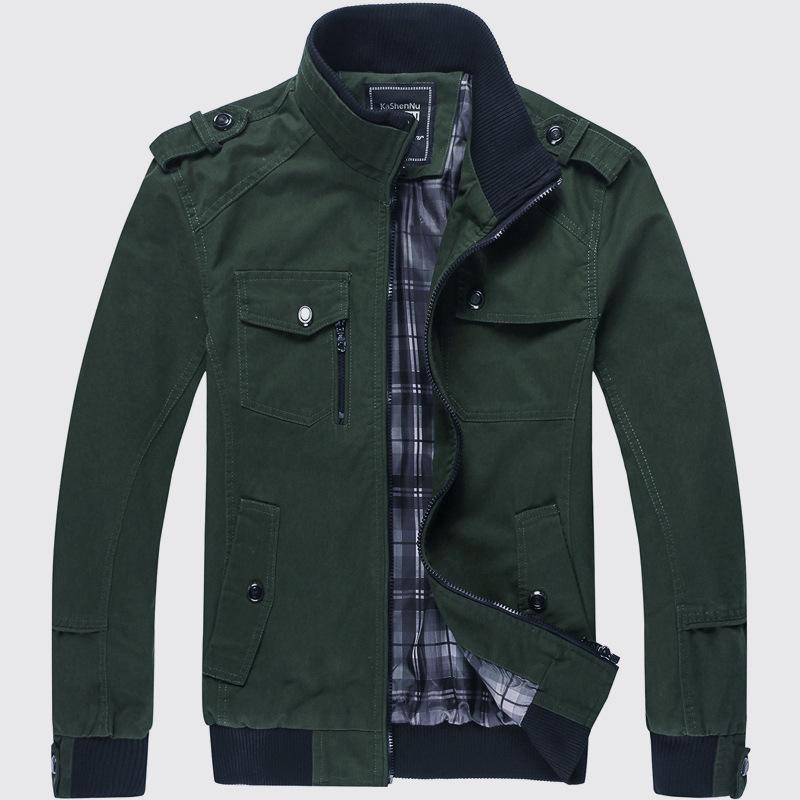 Men's Jacket Spring Large Size Army Green Tooling Casual Cotton Thin Jacket Spring and Autumn Students