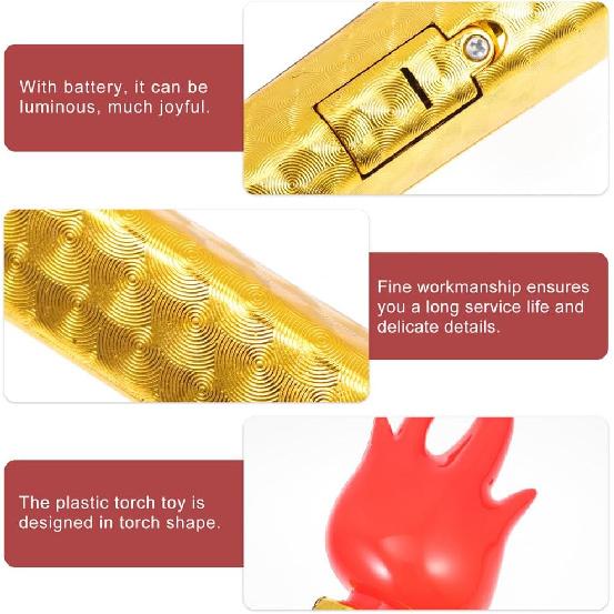 Glowing Torch Prop - 2PCS Plastic Fake Torch Luminous Torches for Games Sports Competition Cosplay Themed Party Kid Tool