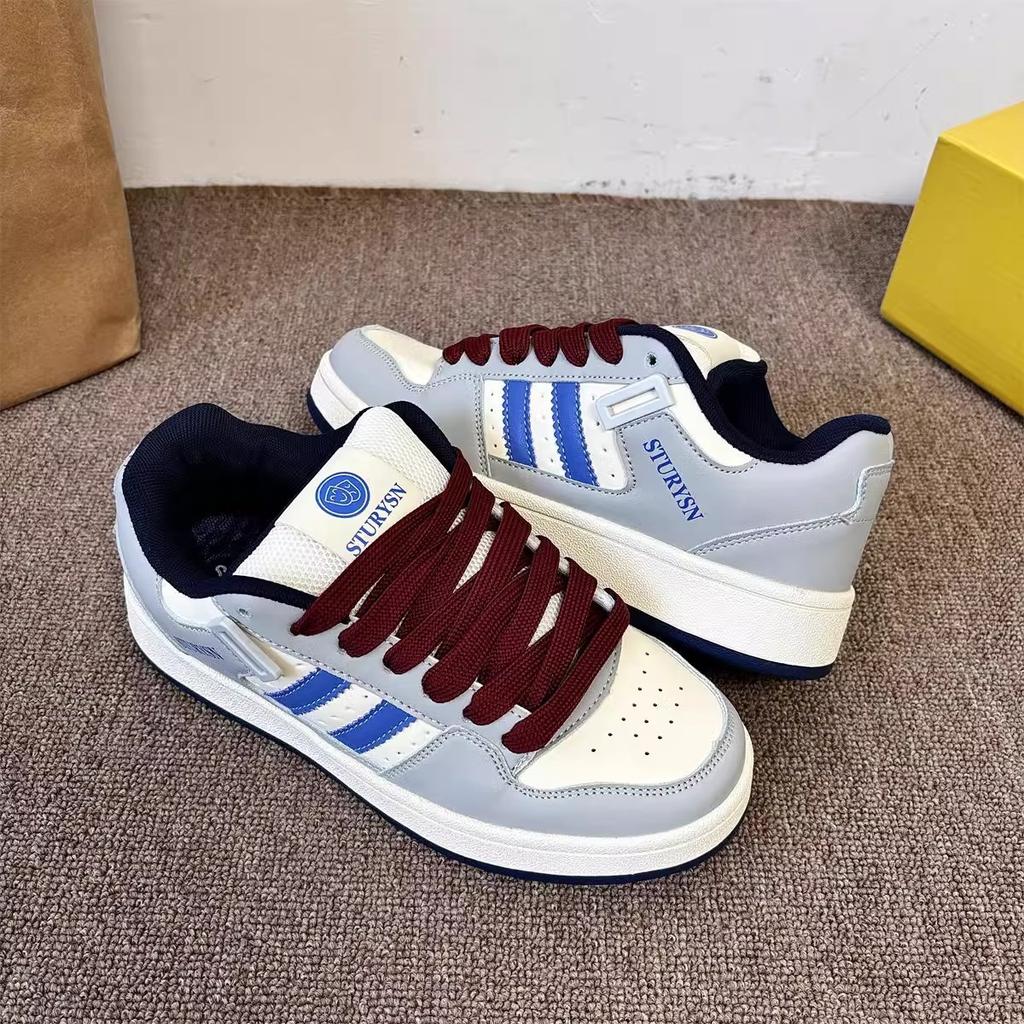 New Autumn Niche Retro Beige Bread Shoes National Versatile Street Shooting Sports and Leisure Shoes Women's White and Red