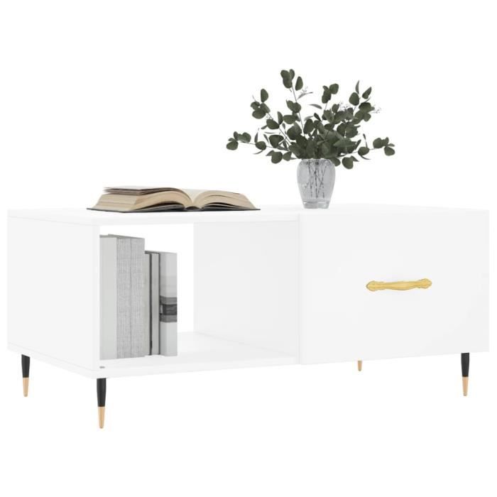 VidaXL Table basse blanc 90x50x40 cm bois d'ingénierie 829188