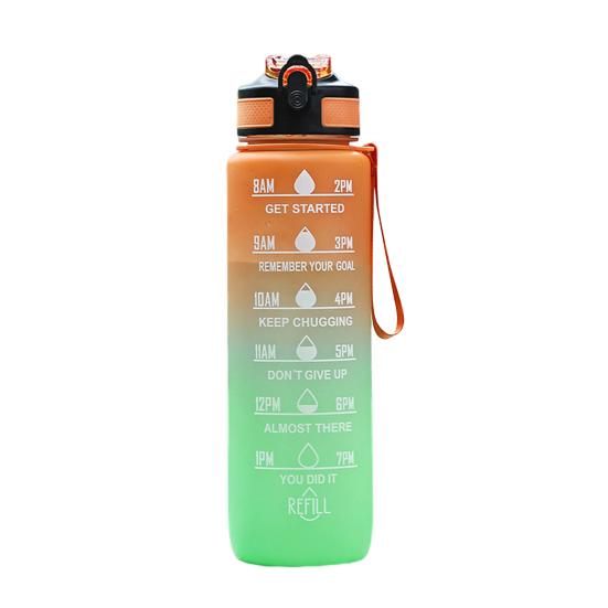 

1000ML Sports Motivational Water Bottle Straw Bottle with Time Marker Leakproof Drinking Bottle оранжевый