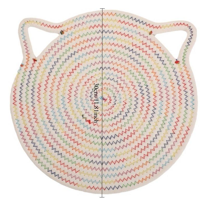 30cm simple solid color cat ear cotton rope placemat kitchen insulation and heat-resistant pad cotton thread pot mat cup mat