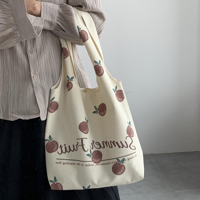 Canvas-Tragetasche im japanischen und koreanischen Stil - Damen-Sommer-Schultertasche mit großem Fassungsvermögen für Schule oder Nachhilfe