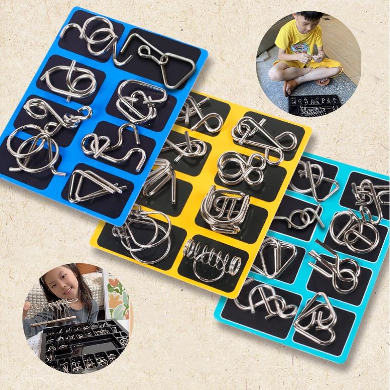 Children's Intelligence Toy Set Nine Linked Rings Puzzle, Brain Teaser Gift, Full Set Of Unlocking Rings, Eight Pieces, Lu Ban Lock