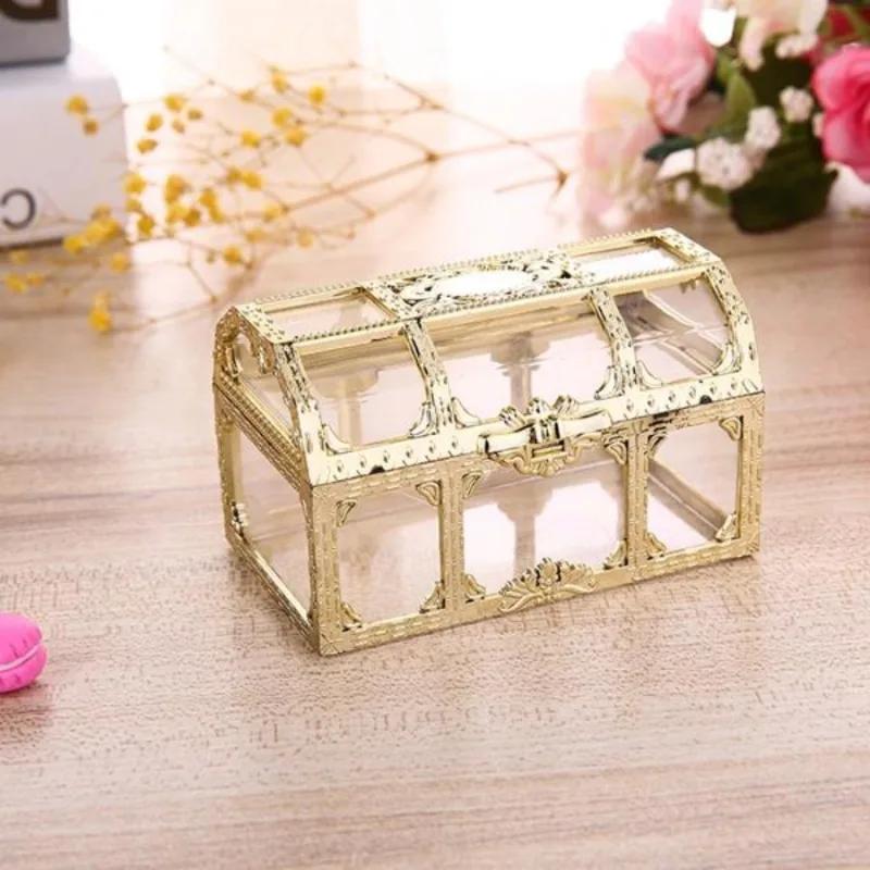 6PCS Plastic Transparent Box Crystal Gem Candy Box Storage Organizer Chest Box Treasure Jewelry