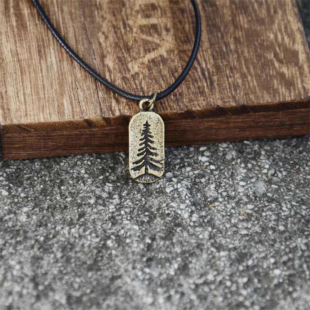 

1Pcs Retro Pine Tree Small Charm Pendant Necklace Cute Camping Jewelry For Women Men Gift