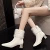 Fashion Winter New Fluffy Rhinestone Thick Heel Heightened Martin Boots Piled Thickened Fashion Snow Boots