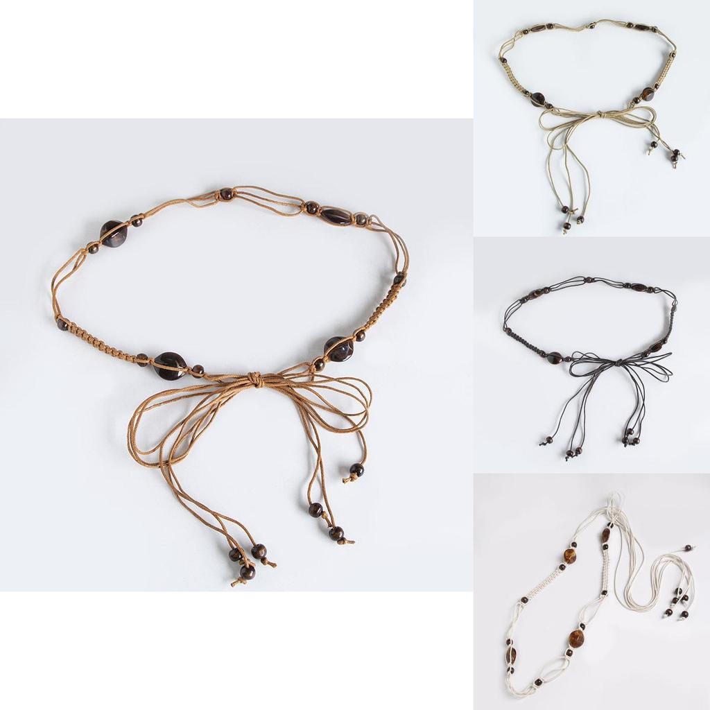 Ethnic Style Handcrafted Waist Rope With Wooden Accents For Boho Summer Fashion