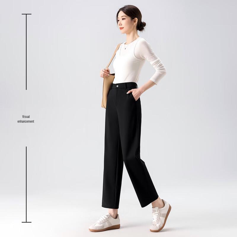 Handu Yishe Women's Black Straight-Leg Cropped Pants