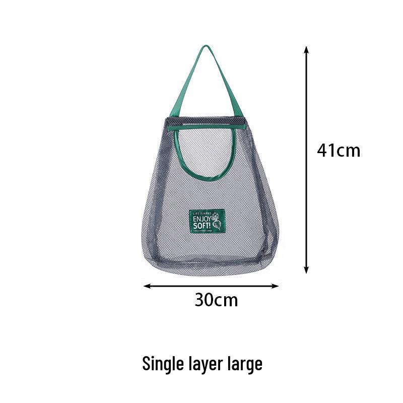 Wall-Mounted Net Bag for Fruit, Vegetable, Garlic, and Ginger Storage