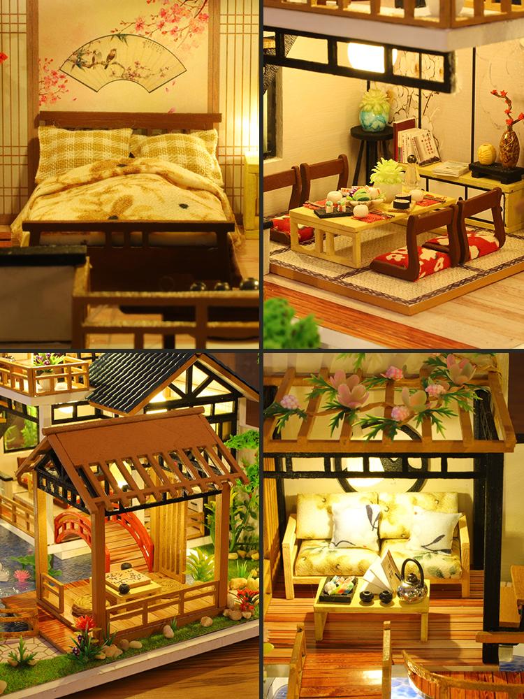 

Комплект для сборки модели, 3D-головоломка ручной работы, игрушка в сборе, дом, вилла, сделай сам, кукольный домик, мини-дом, креативное украшение комнаты с мебелью,