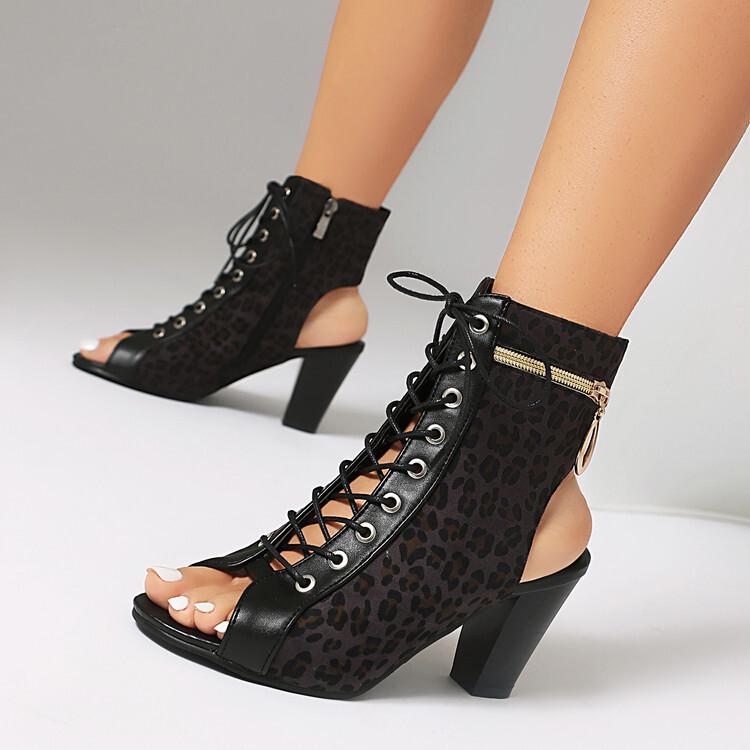 

New lace-up side zipper fish mouth high heel women s cool boots women s shoes 39 чёрный