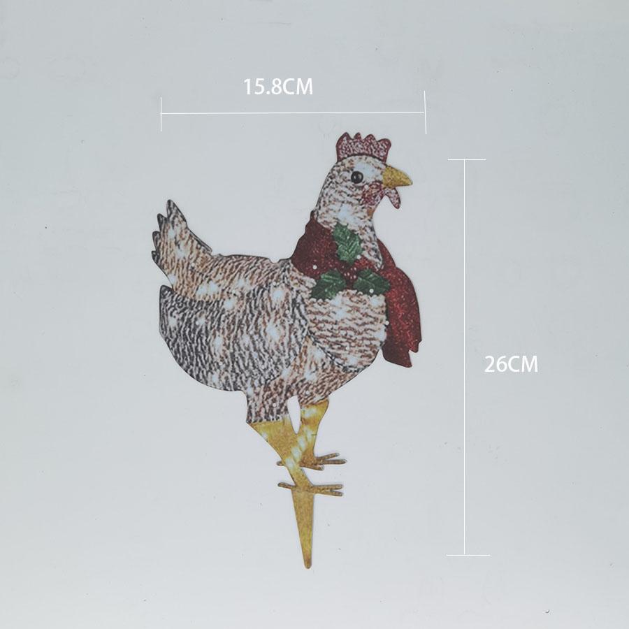 1PC Christmas Light Up Chicken Lantern Sculpture Lawn Acrylic Home Courtyard Decor