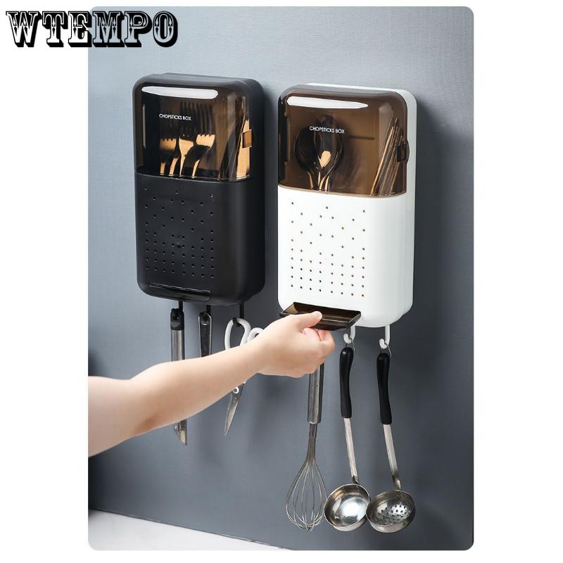 Wall Mounted Chopsticks Storage Box Kitchen Shelf Household Multifunctional Drain Rack