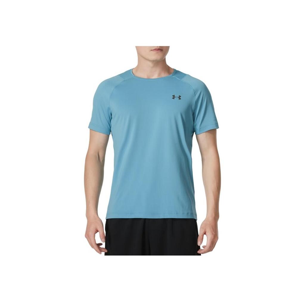 Under Armour Camiseta Masculina Confortável Respirável Manga Curta Raglan Tops Azul-Claro 1383700-400
