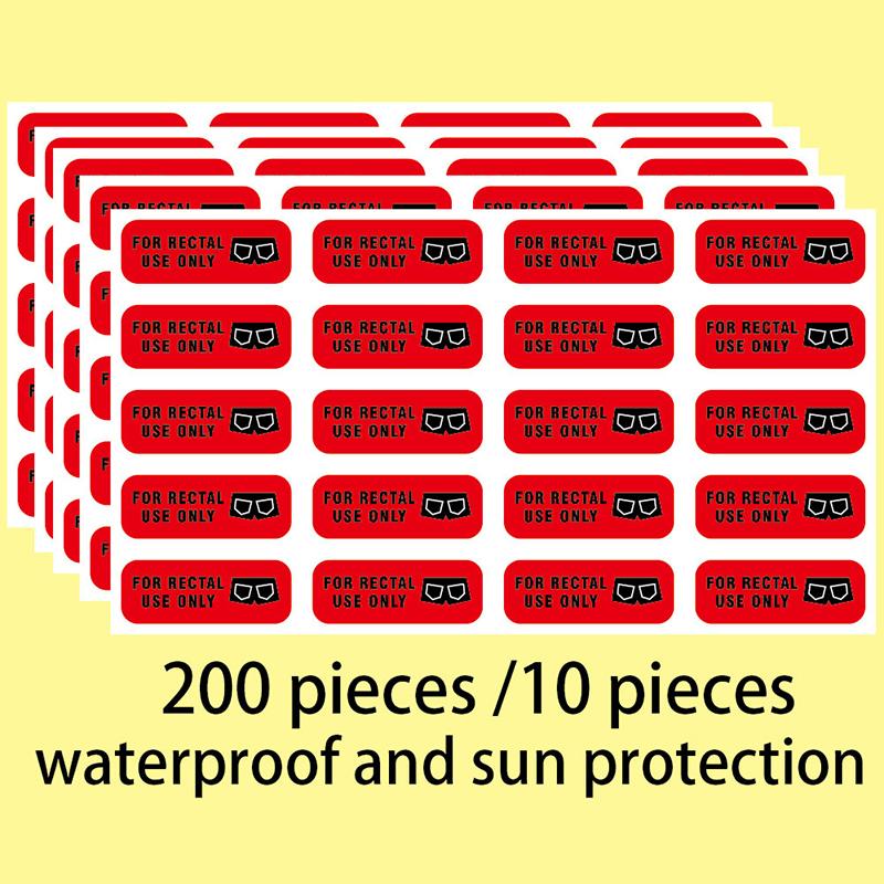 200 Pcs Rectal Use Only Stickers Permanent Adhesive Paper Label With Surface Waterproof, Red Background And Striking Black Font